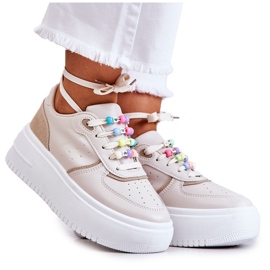 PS1 Dámská vázaná sportovní obuv Tenisky Béžová Manila béžový PS1 Dámská vázaná sportovní obuv Tenisky Béžová Manila béžový