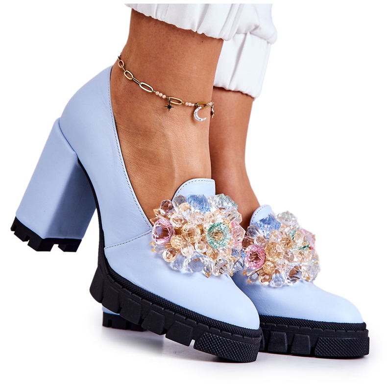 PA2 Elegantní lodičky s hladkým modrým ornamentem caterine