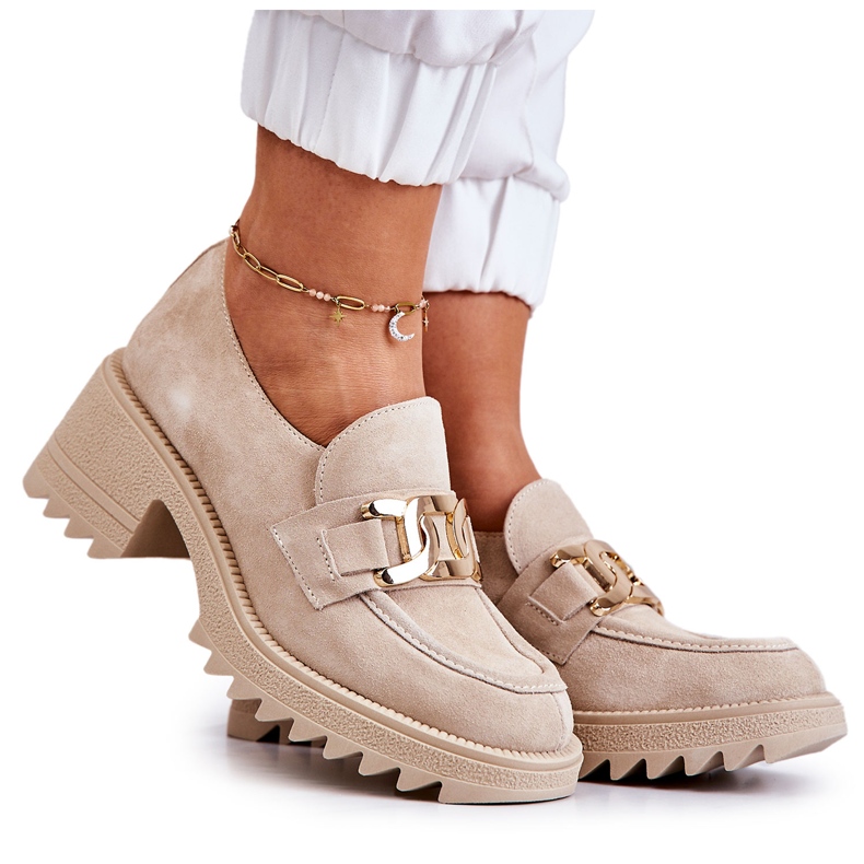 PL5 Semišové boty se zlatým zdobením světle béžová Idealize béžový