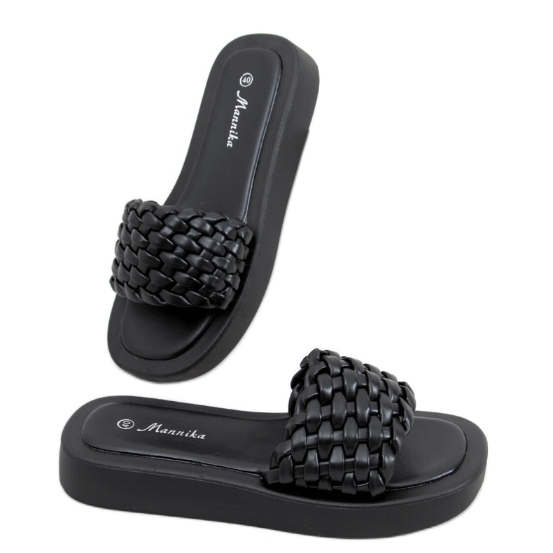 Sandály na vysokém podpatku s copánkovými pruhy Elida Black černá