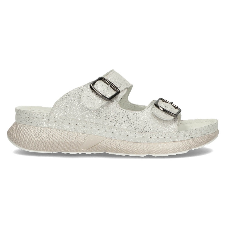 Kožené pantofle Filippo DK3516 / 22 Si stříbrné stříbrný