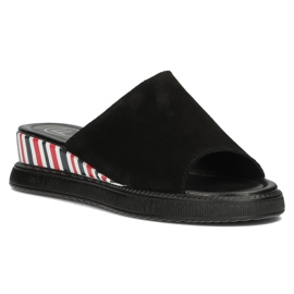 Kožené pantofle Filippo DK3615 / 22 Bk černé černý
