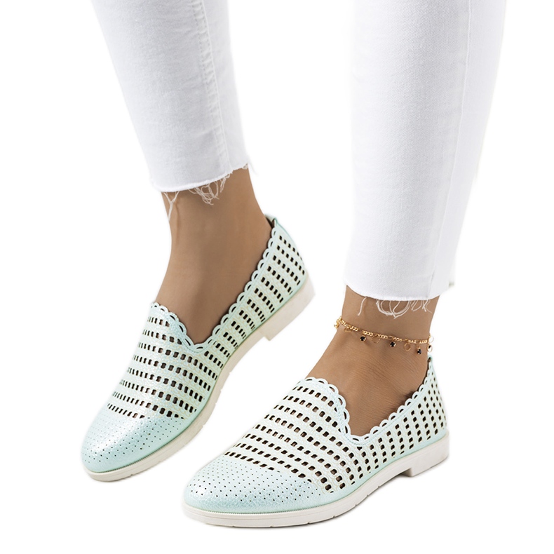 Zelené prolamované dámské mokasíny Naja zelená