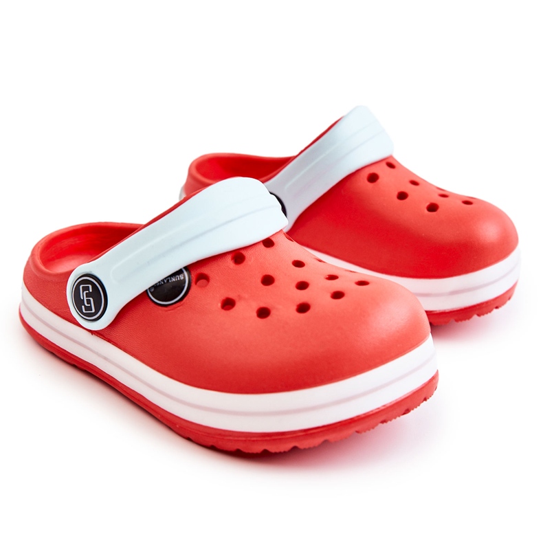 Pohodlné dětské pantofle Crocs Red Colly červené