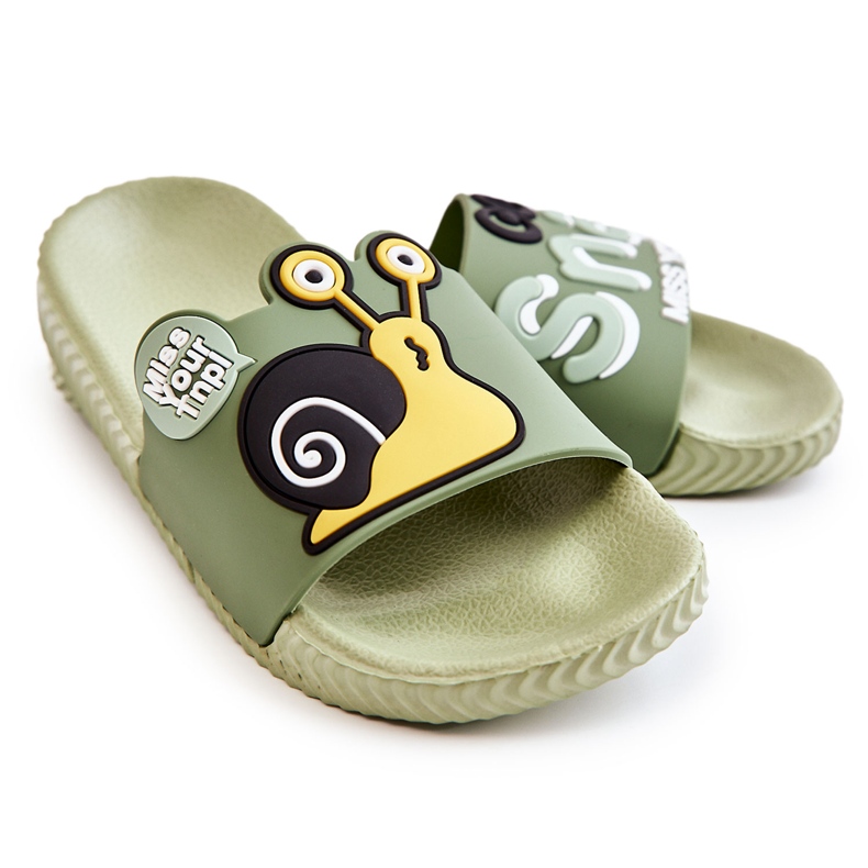 Lehké dětské zelené šnečí pantofle zelená