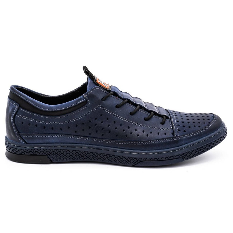 Polbut Pánské kožené boty pro letní K22 Navy Blue modrý
