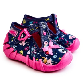 BEFADO S.A. Befado Supergirl Pantofle s mašlí 110P456 Navy Blue námořnická modř