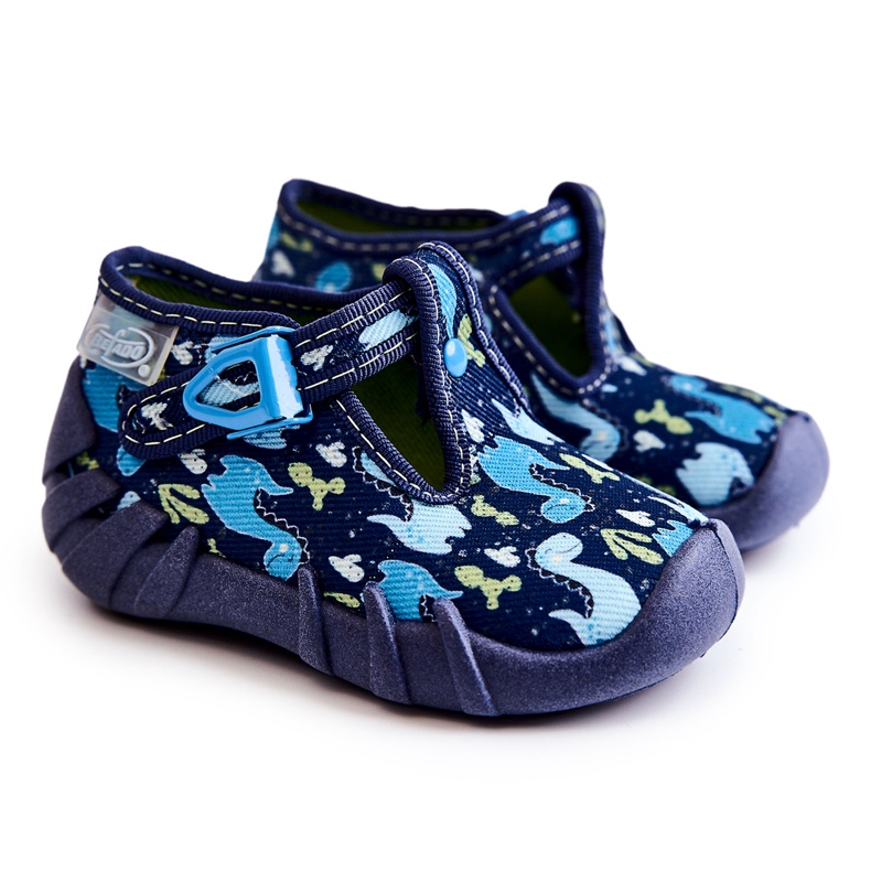 BEFADO S.A. Boty Pantofle Befado Dinosaurs 110P448 Navy Blue námořnická modrá