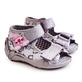 BEFADO S.A. Sandály Pantofle Befado Velcro Cats 242P102 Šedá BEFADO S.A. Sandály Pantofle Befado Velcro Cats 242P102 Šedá