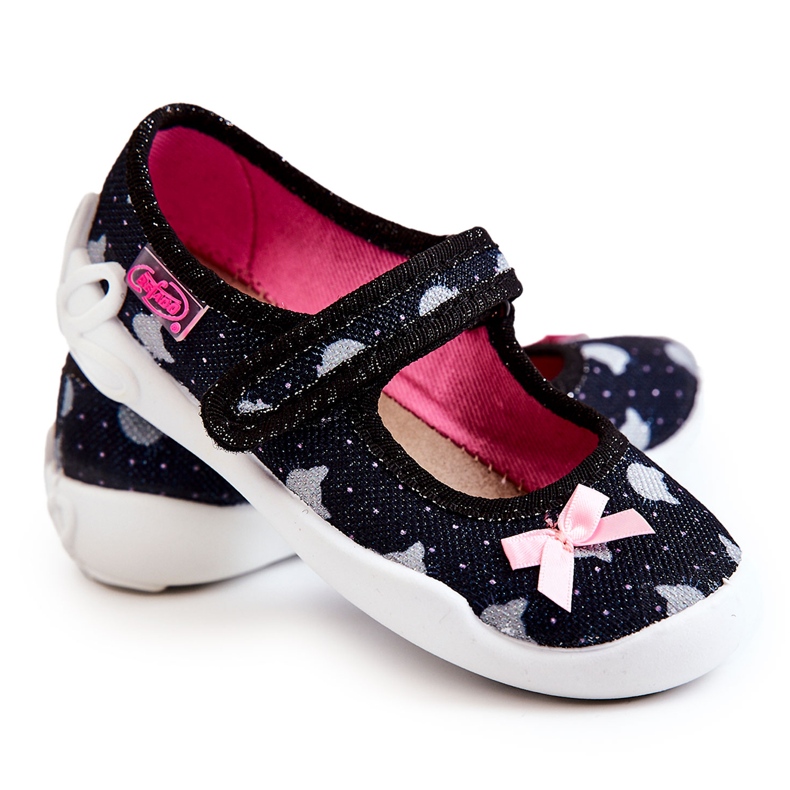 BEFADO S.A. Dětské pantofle Balerína Befado S Mašlí 114X481 Námořnická modrá