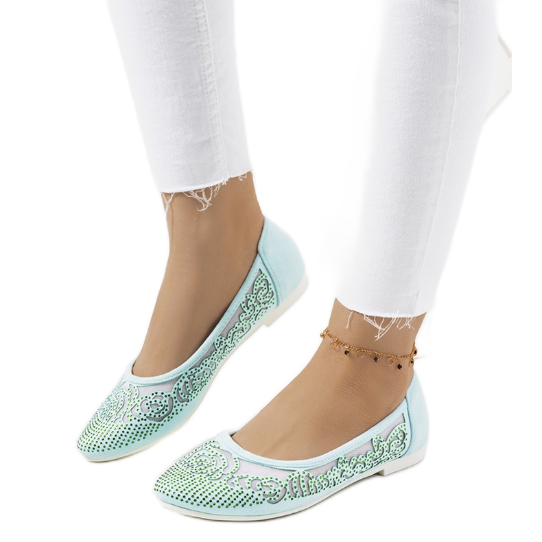 Zelené baleríny s prolamovanými ornamenty Astrid zelená Zelené baleríny s prolamovanými ornamenty Astrid zelená