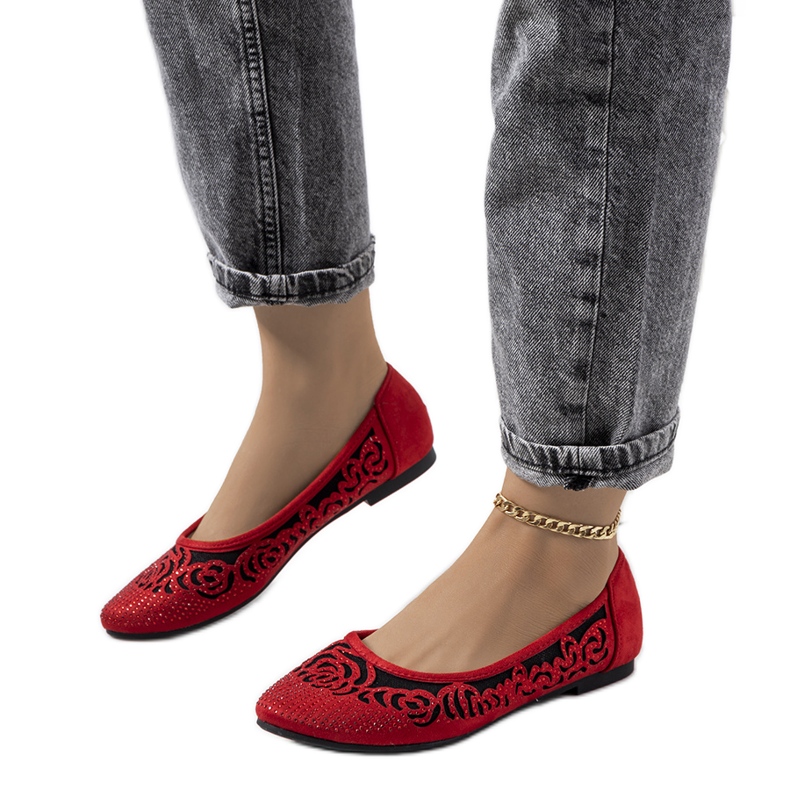 Prolamované balerínky červené Astrid