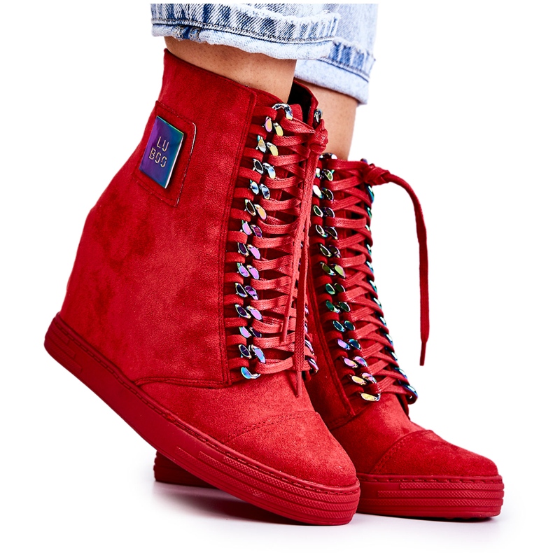 Dámské tenisky Lu Boo s řetízky Suede Multi-Red Monica červené