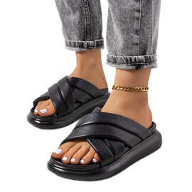 Černé pantofle na platformě Allport černý