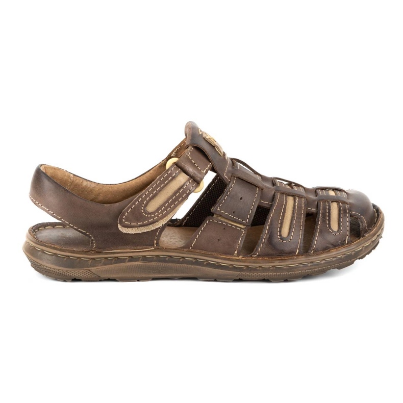 Olivier Pánské kožené sandály na léto 230MA tmavě hnědé hnědý