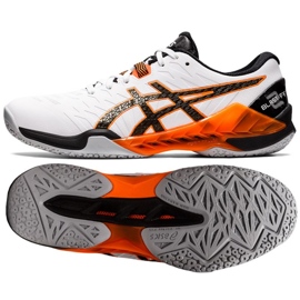 Boty na házenou Asics Blast Ff 2 M 1071A044 103 bílý pomerančový bílý