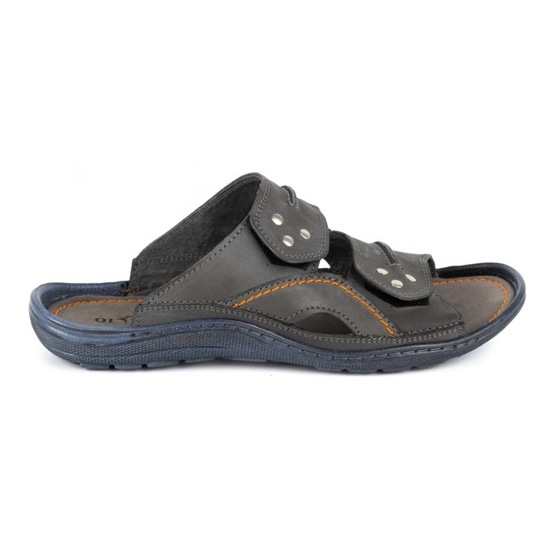 Olivier Pánské kožené pantofle 335GT šedé šedá