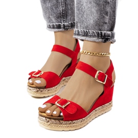 Červené espadrilky na klínu Lilley červený