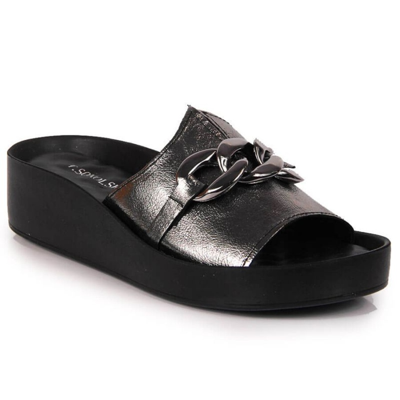 Kožené pantofle s řetízkem T.Sokolski W SCA161 stříbrné stříbrný