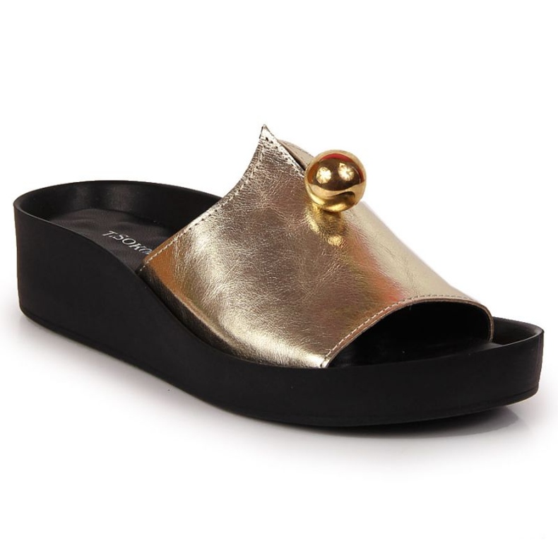 Kožené pantofle s ozdobnou kuličkou T. Sokolski W SCA165B zlatá zlatý