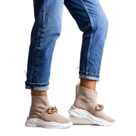 Hnědé tenisky s řetízkem Taryn béžový Hnědé tenisky s řetízkem Taryn béžový