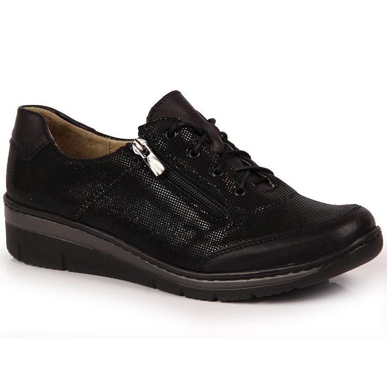 Černé lesklé kožené boty Helios 334 černá