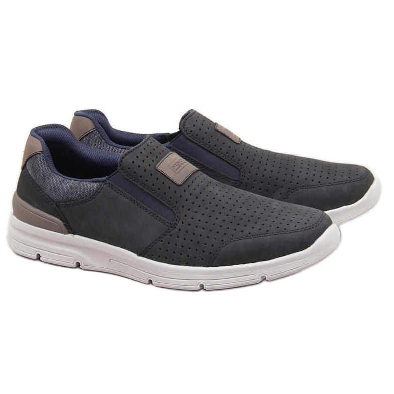 Pánské prolamované kožené boty, tmavě modrá Rieker 16455 modrý