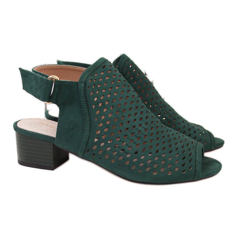 Zelené prolamované zelené dámské sandály Sabatina zelená