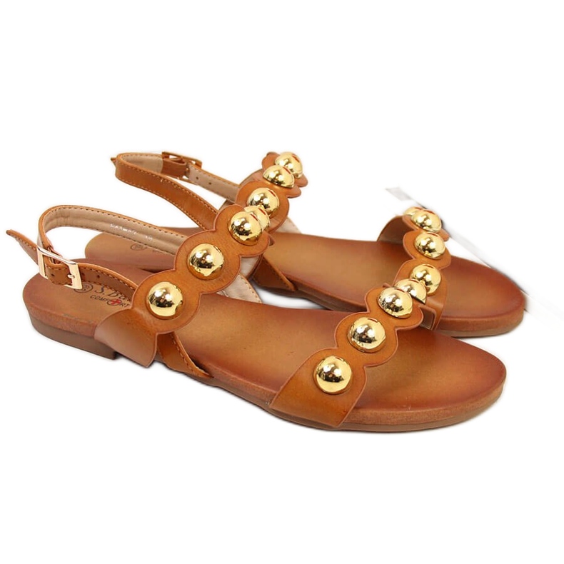 S.Barski Dámské ploché sandály camel S. Barski hnědý