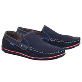 Pánské kožené mokasíny slip on tmavě modré Gregor námořnická modř