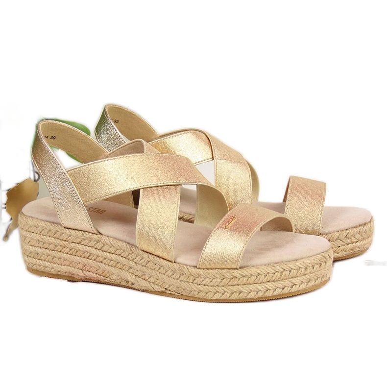 Dámské sandály espadrilky na zlaté platformě Big Star HH274414 zlatý