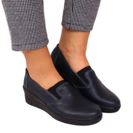 Pohodlné dámské kožené boty Helios 349 tmavě modrá námořnická modrá Pohodlné dámské kožené boty Helios 349 tmavě modrá námořnická modrá