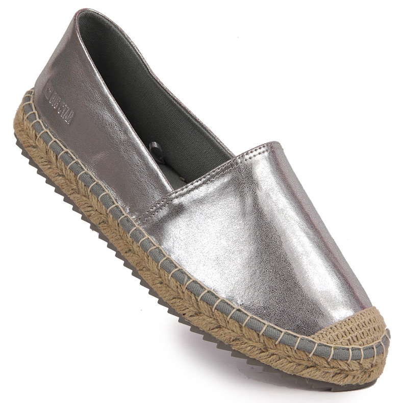 Dámské stříbrné espadrilky z eko kůže Big Star HH274504 stříbrný