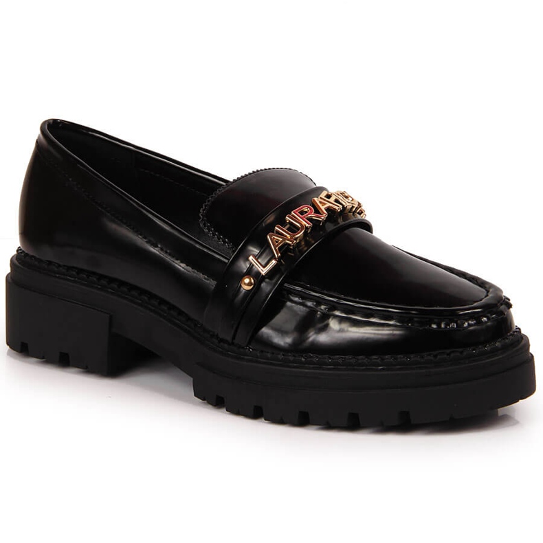 Dámské černé lakované boty s nápisem Laura La.Fi černá