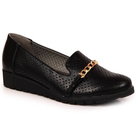 Dámské prolamované boty s řetízkem, černé Jezzi černá Dámské prolamované boty s řetízkem, černé Jezzi černá