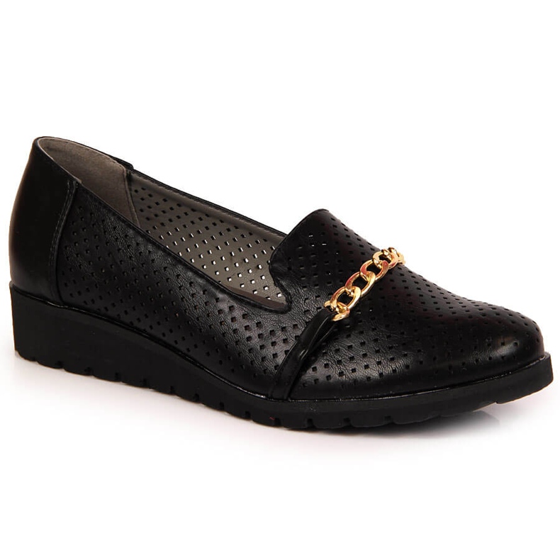 Dámské prolamované boty s řetízkem, černé Jezzi černá