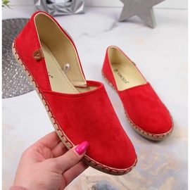 Červené dámské espadrilky Vinceza s výřezem červený