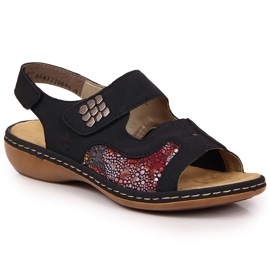 Sandály Rieker 65989-14 tmavě modré na suchý zip námořnická modrá