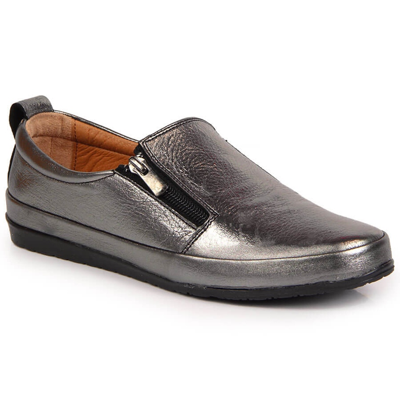 T.Sokolski Dámské kožené boty na zip, stříbrné T. Sokolski stříbrný