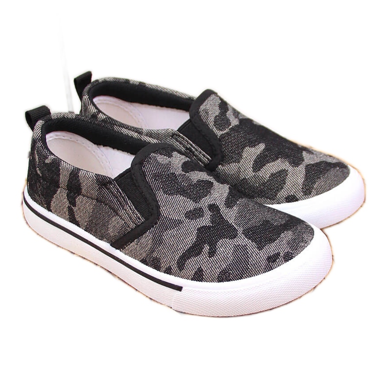 Tenisky slip on pantofle do školky, camo black Atletico černá
