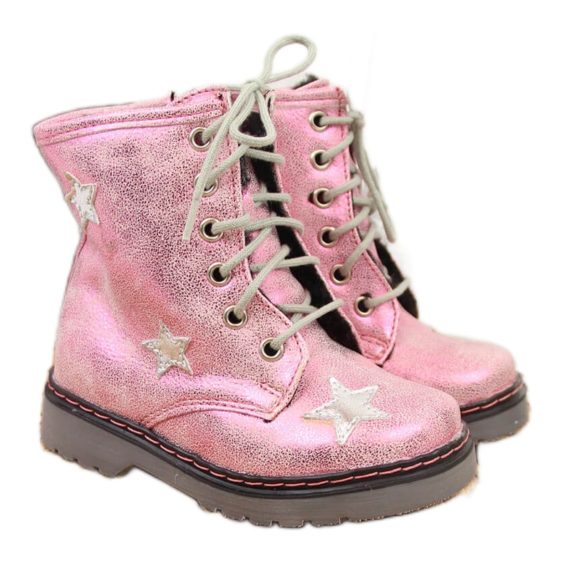 Růžové zateplené dívčí kozačky Kornecki 6216 růžový