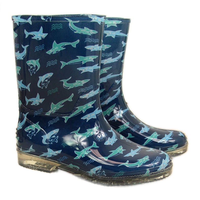 T.Sokolski Chlapecké galoše s tmavě modrými žraloky od T. Sokolského