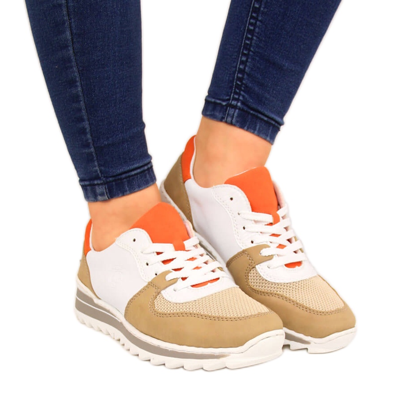 Dámská sportovní obuv bílá a béžová Rieker M6910 béžový bílý