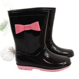 Dívčí galoše Black American Club s mašlí černá