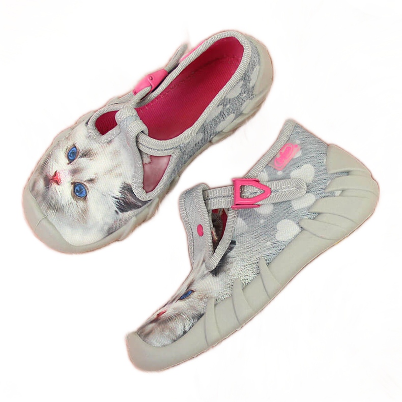 Dívčí papuče do školky s kočičkou Befado šedá