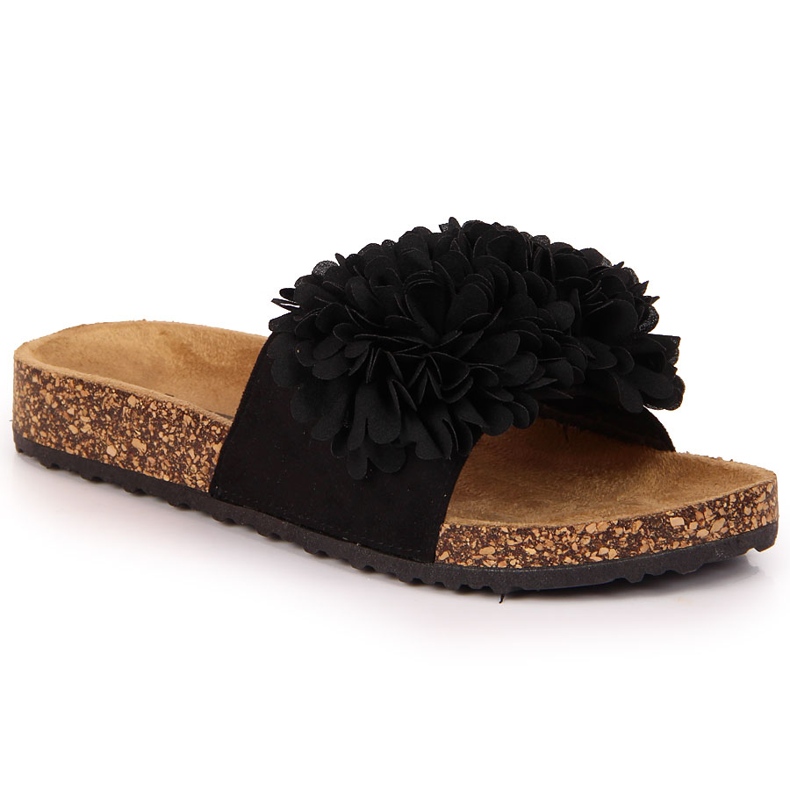 Dámské černé pantofle s květinou Jezzi černá