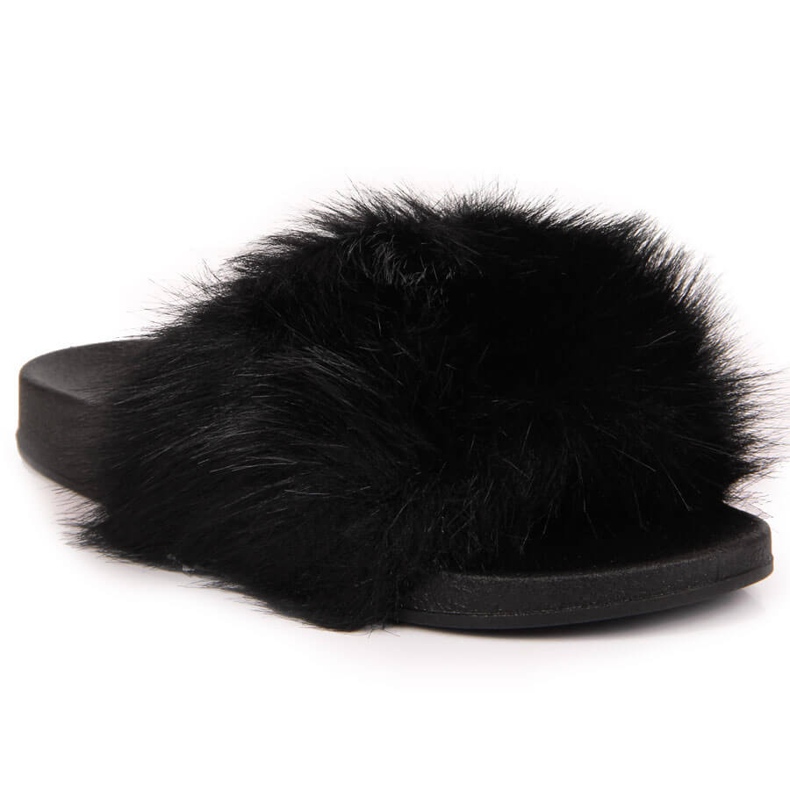 Černé dámské pantofle Jezzi s kožíškem černá