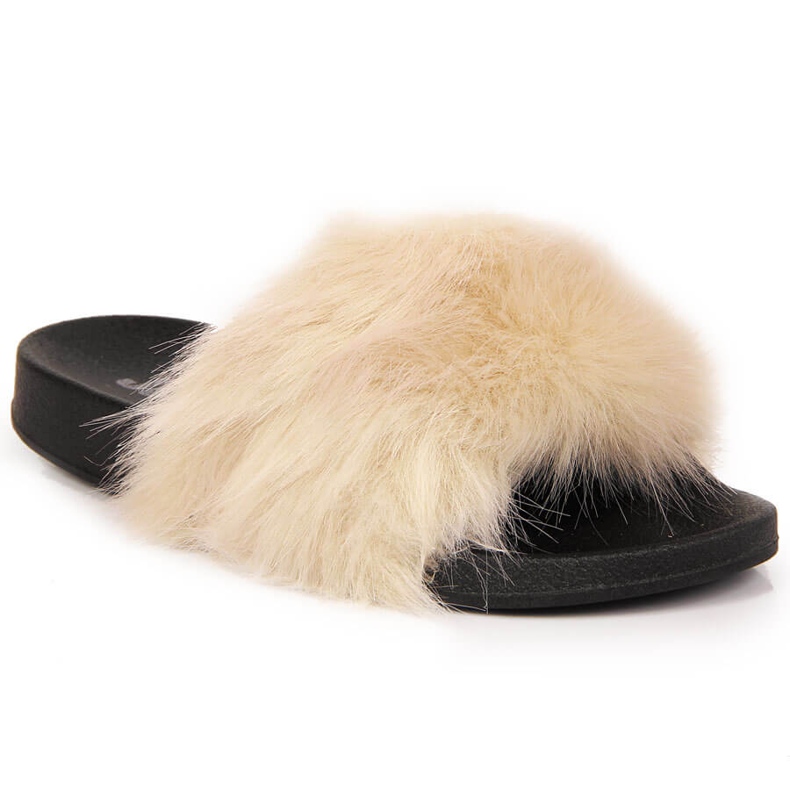 Dámské béžové pantofle Jezzi s kožíškem béžový