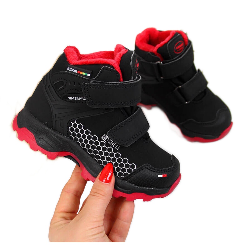 Chlapecké černé voděodolné sněhule na suchý zip American Club černá