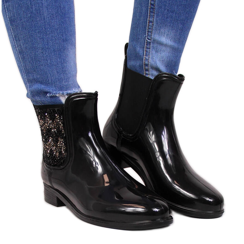 T.Sokolski Dámské galoše boty Jodhpur s kubickou zirkony černé T. Sokolski černá